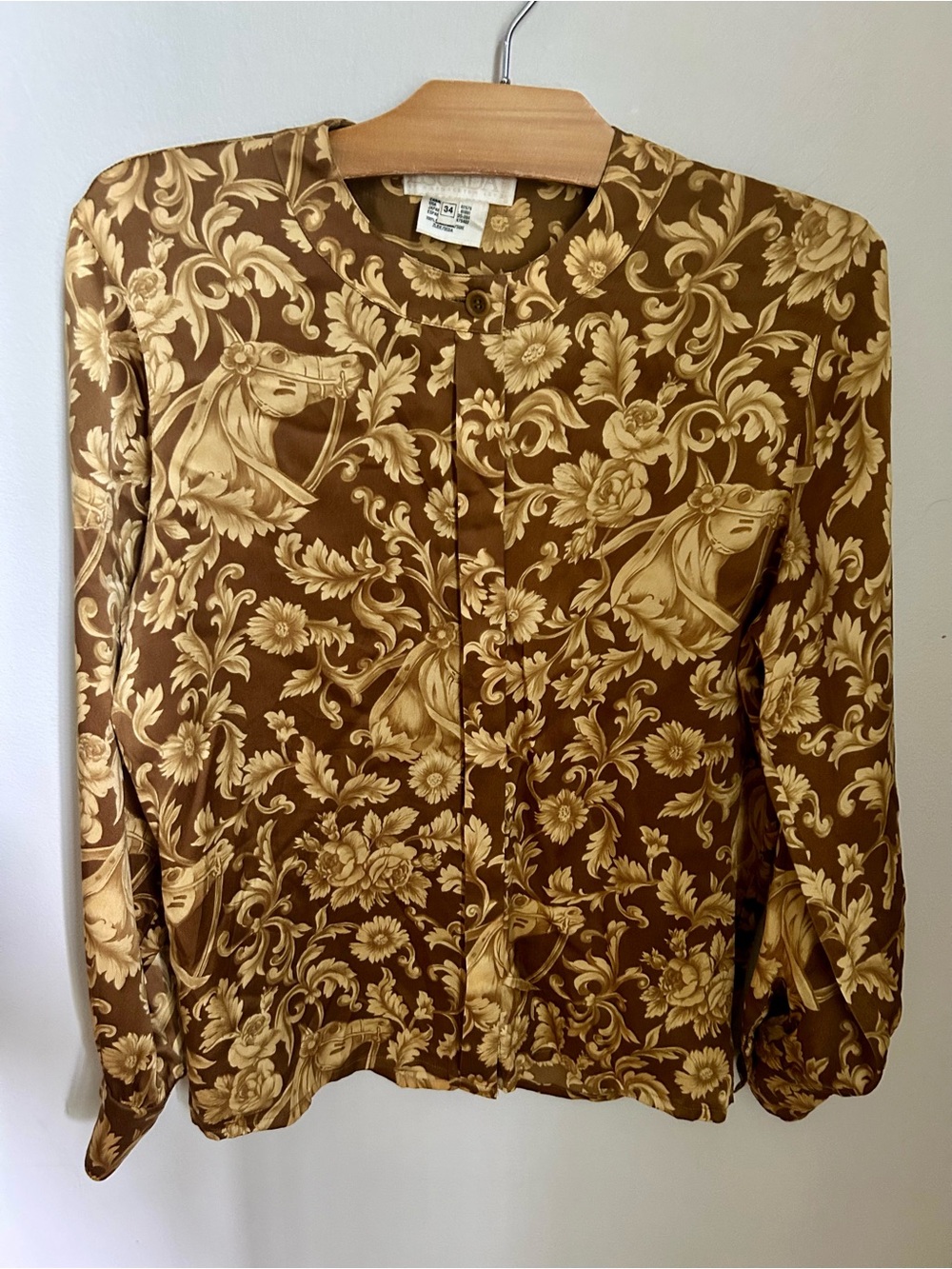 Vintage ESCADA Silk Baroque Equestrian Blouse | Made in West Germany | Size 34
